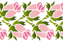 Double bordure de roses - pochoirs avec jardin et roses sauvages