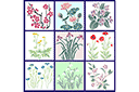 Ensemble de fleurs 52 - pochoirs avec jardin et fleurs sauvages