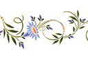 Bordure fleurs cloche 93 - pochoirs avec jardin et fleurs sauvages