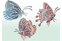 Trois papillons 2 - pochoirs avec des insectes et des bugs