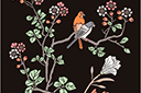 Oiseaux orientaux sur une branche - pochoirs de style oriental