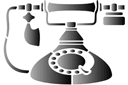 Téléphone rétro - pochoirs avec différents objets et articles