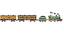 Locomotive - pochoirs avec voitures, bateaux, avions