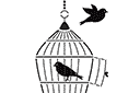 Cage à oiseaux - pochoirs avec différents objets et articles