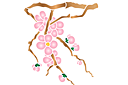 Branche de cerisier au printemps A - pochoirs avec jardin et fleurs sauvages