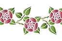 Bordure rose ronde 4 - pochoirs avec jardin et roses sauvages