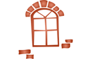 Vieille fenêtre - pochoirs avec des points de repère et des bâtiments