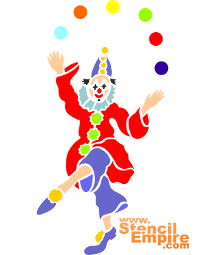 Clown jongleur - pochoir pour la décoration