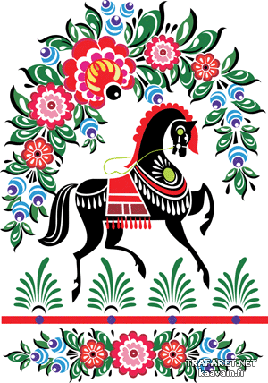 Cheval Gorodets 1 (Pochoirs russes et slaves)