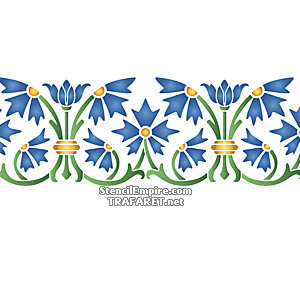 Bordure de bouquets de bleuets - pochoir pour la décoration