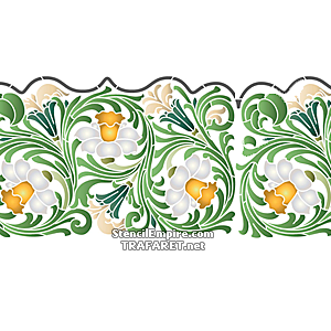Large bordure de jonquilles en feuilles - pochoir pour la décoration
