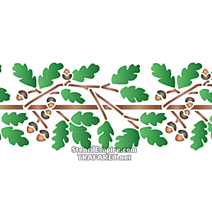 Bordure de branche de chêne avec des glands - pochoir pour la décoration