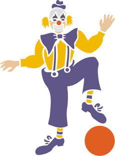 Clown avec ballon - pochoir pour la décoration