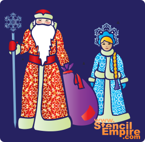 Ded Moroz et Snegurochka - pochoir pour la décoration
