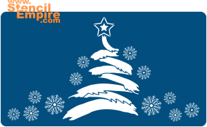 Sapin de Noël et flocons de neige - pochoir pour la décoration