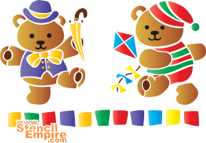 Ours en promenade (Pochoirs avec des jouets pour enfants)