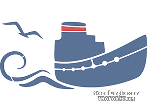 Un bateau sur les vagues - pochoir pour la décoration