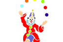Clown jongleur - pochoirs avec des enfants qui jouent