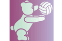 Joueur de volley-ball en peluche - pochoirs avec des jouets pour enfants